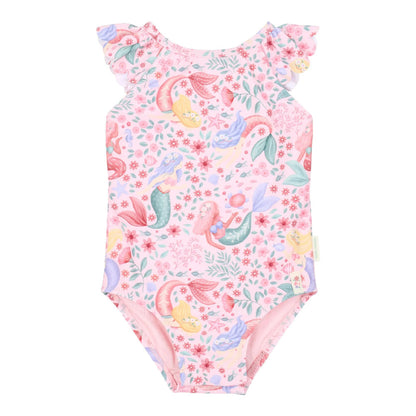 Costume da Bagno Bimba 'Dreamy Mermaid' (Bottoni al Cavallo e Volant)