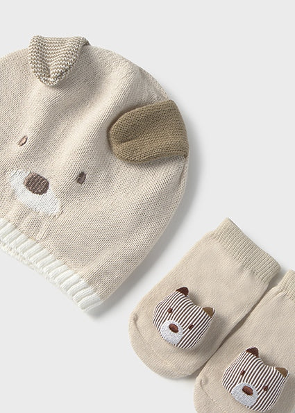 Cappellino e calzino neonato in Tricot