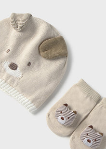 Cappellino e calzino neonato in Tricot
