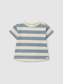 T-shirt in Jersey di Cotone e Lino a Righe