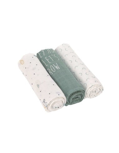 Mussola in viscosa di bamboo e cotone organico L - 80x80cm - Pack 3pezzi