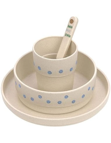 Set piatti 4 pezzi - Ciotola, piatto,bicchiere e cucchiaio