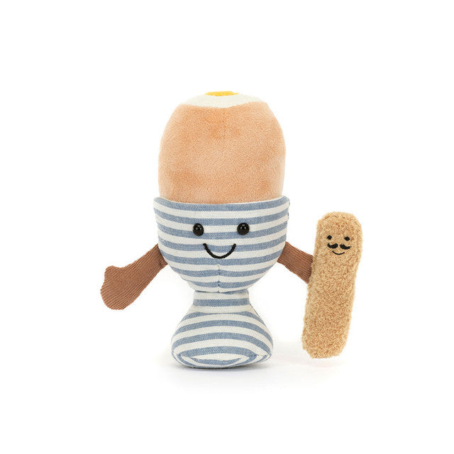 Peluche morbido uovo alla coque e biscotto