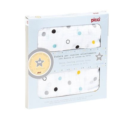 Fodera per cuscino allattamento in mussole cotone - 70x70 cm - Compatibile con Boppy