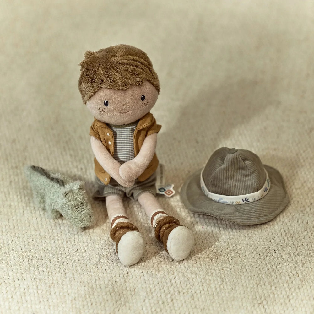 Peluche Bambola di Stoffa 'Jim Safari Ranger' Little Dutch con Coccodrillo (35 cm)