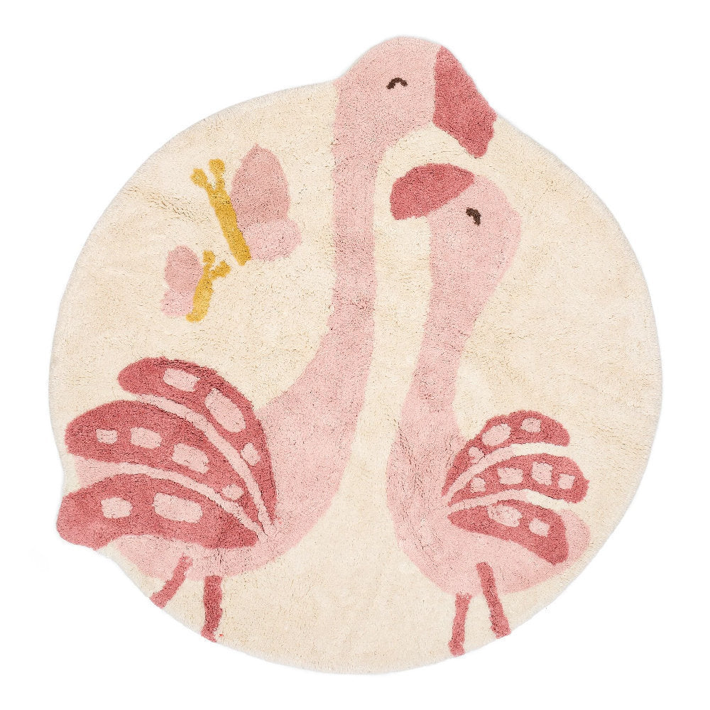 Tappetto lavabile in cotone biologico Fenicottero - 110x110cm