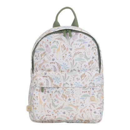 Zainetto per Bambini in Poliestere 'Soft Safari Print' con Tasca Frontale e Portabicchieri