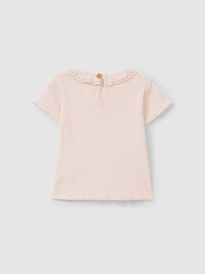 T-SHIRT AJOURS CON COLLETTO A VOLANT 5S111
