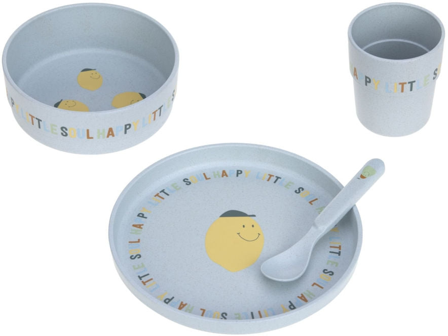 Set piatti 4 pezzi - Ciotola, piatto,bicchiere e cucchiaio