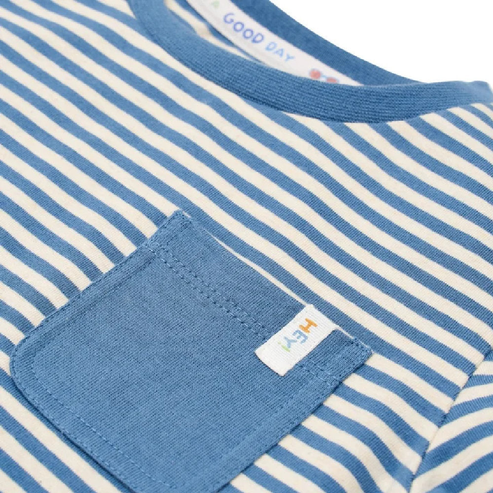 T-Shirt Bambino a Righe in Cotone Biologico - Indigo e Sabbia