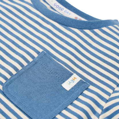 T-Shirt Bambino a Righe in Cotone Biologico - Indigo e Sabbia