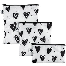 Set 3 buste per gli snack impermeabili con zip - riutilizzabili, lavabili, in materiale riciclato oeko-tex - per per bambino e viaggio