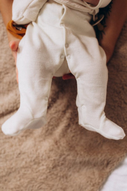 Tutina con Piedini in lana merino e seta (85% Lana Merino, 15% Seta Certificata Oeko-Tex)