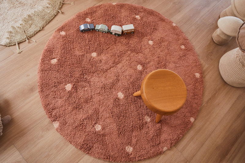 Tappeto lavabile rotondo Mushrooms Dot - Ø140 cm