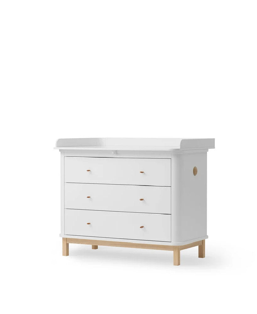 Cassettiera Fasciatoio in Legno di Rovere 'Wood Nursery Dresser' con 3 Cassetti