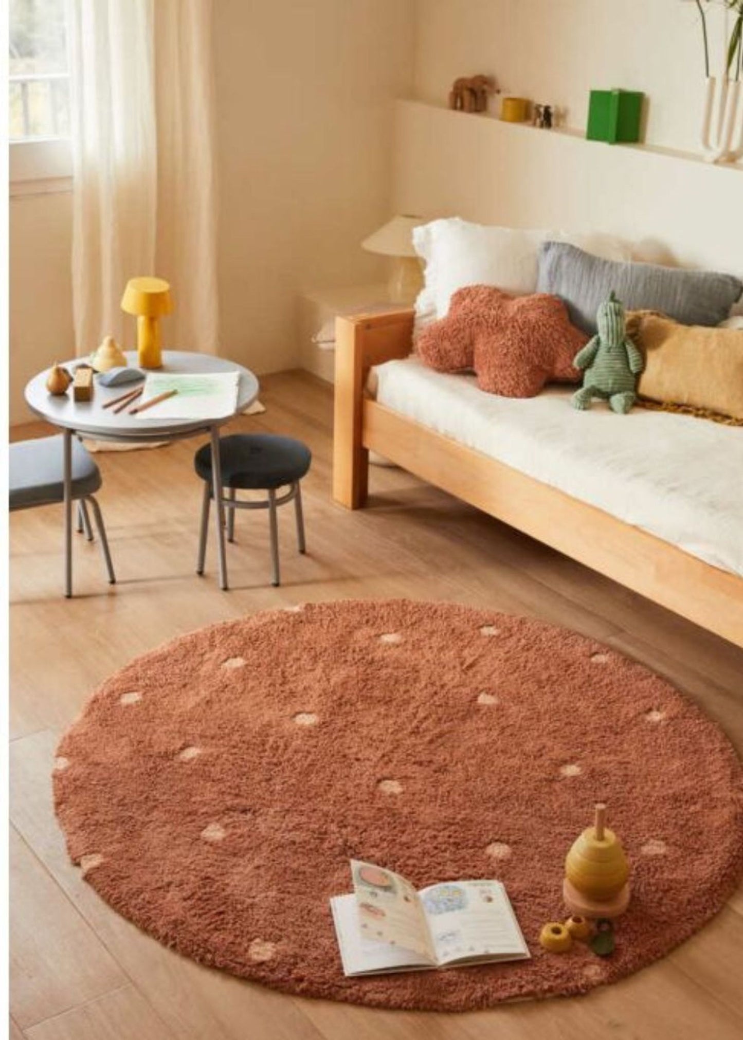 Tappeto lavabile rotondo Mushrooms Dot - Ø140 cm