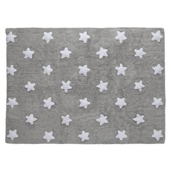 Tappeto in cotone Stars bianco e grigio - 120x160cm