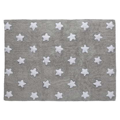 Tappeto in cotone Stars bianco e grigio - 120x160cm
