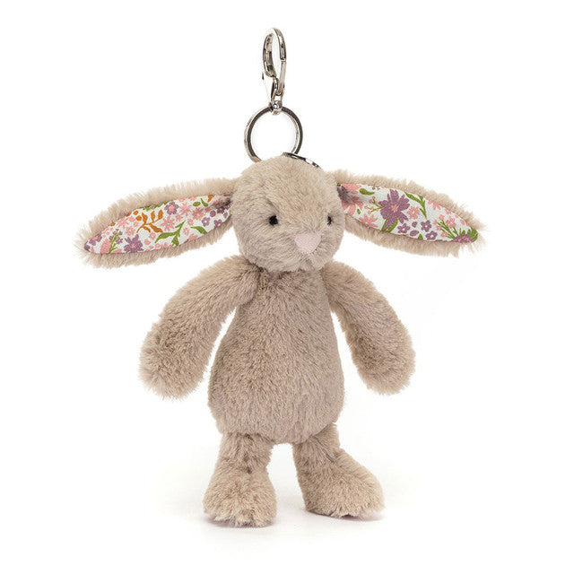 Portachiavi coniglio beige con fiori