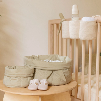 Set cestini trapuntati 100% cotone organico - bamboo collection - 2 pezzi - diamentro 20x30cm e 15x15cm