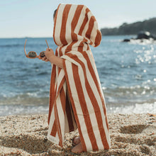Poncho Mare per Bambini 'Ocean Brown Stripes' in Spugna (Cotone Biologico)