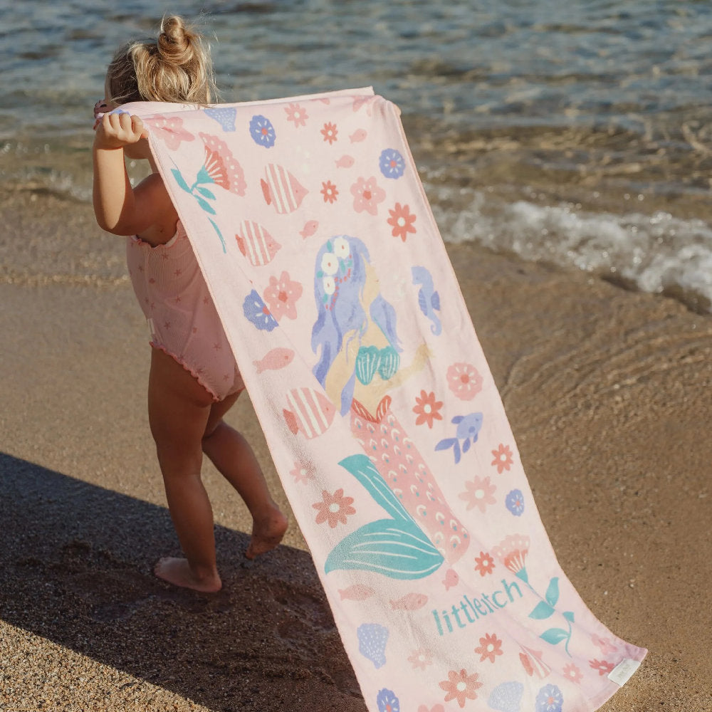 Asciugamano Telo Mare Bimba 60x120cm - 100% Cotone Biologico
