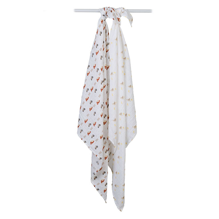 Set di 2 Copertine Swaddle 100 x 100 cm  - 100% mussola di cotone