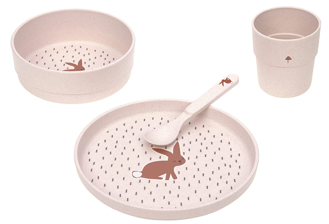 Set piatti 4 pezzi - Ciotola, piatto,bicchiere e cucchiaio