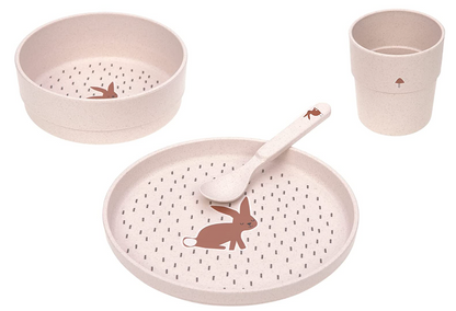 Set piatti 4 pezzi - Ciotola, piatto,bicchiere e cucchiaio