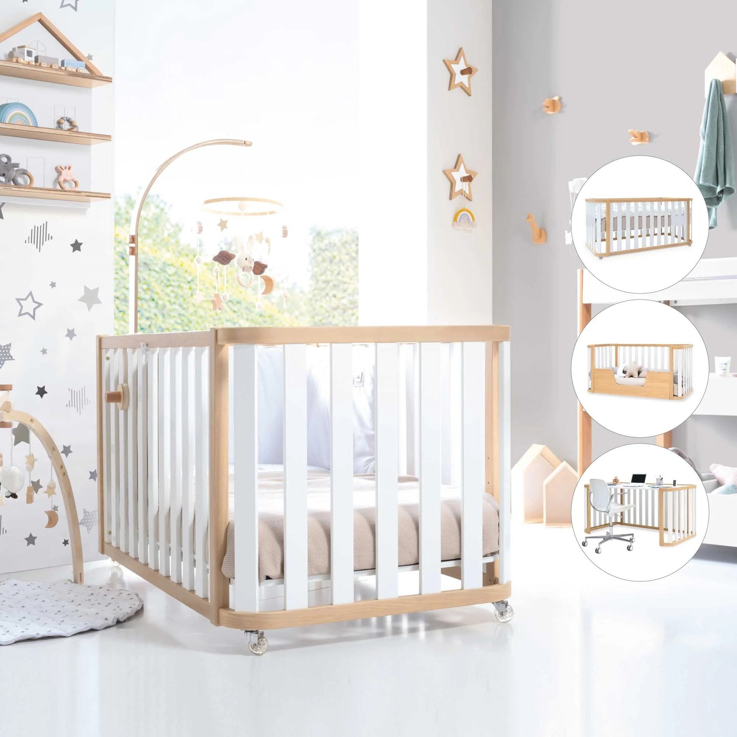 Lettino evolutivo Crea DUE PLUS - Lettino-Letto montessoriano-Scrivania