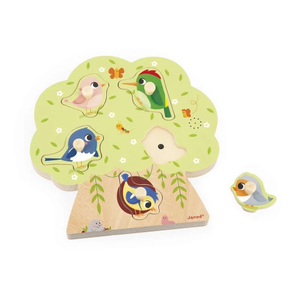 Puzzle Sonoro in Legno FSC® 'L'Albero degli Uccellini' (5 Pezzi)
