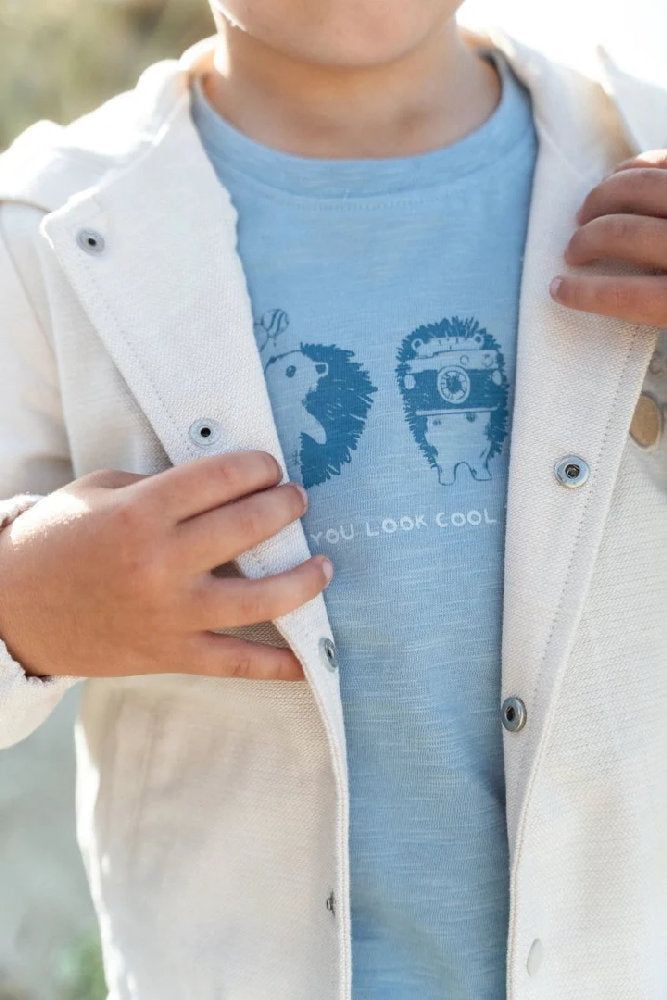 T-Shirt Bambino in Cotone Biologico 'Amici del Bosco' - Steel Blue