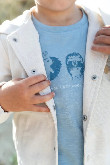 T-Shirt Bambino in Cotone Biologico 'Amici del Bosco' - Steel Blue