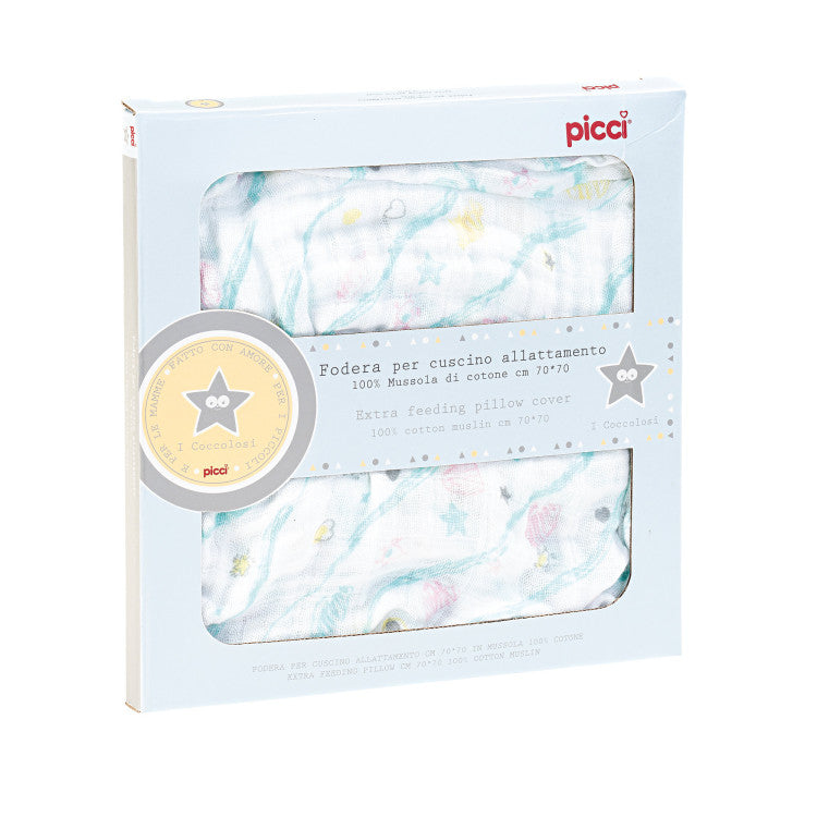 Fodera per cuscino allattamento in mussole cotone - 70x70 cm - Compatibile con Boppy