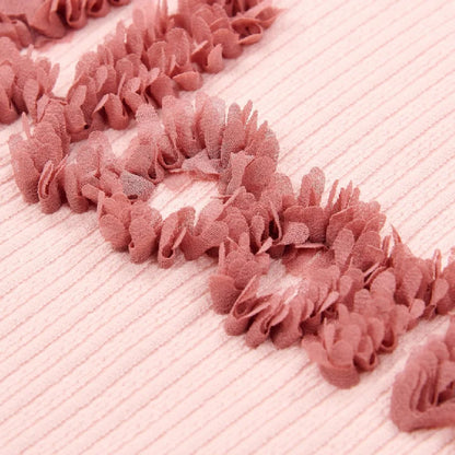 Maglietta Senza Maniche Bambina in Cotone Biologico a Costine - Fairy Pink