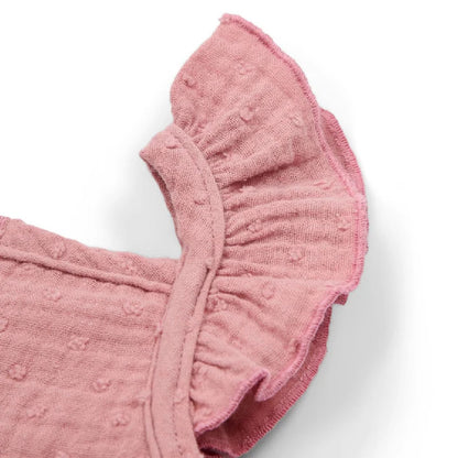 Top Smanicato Bambina in Cotone Biologico con Volant - Pink Blush