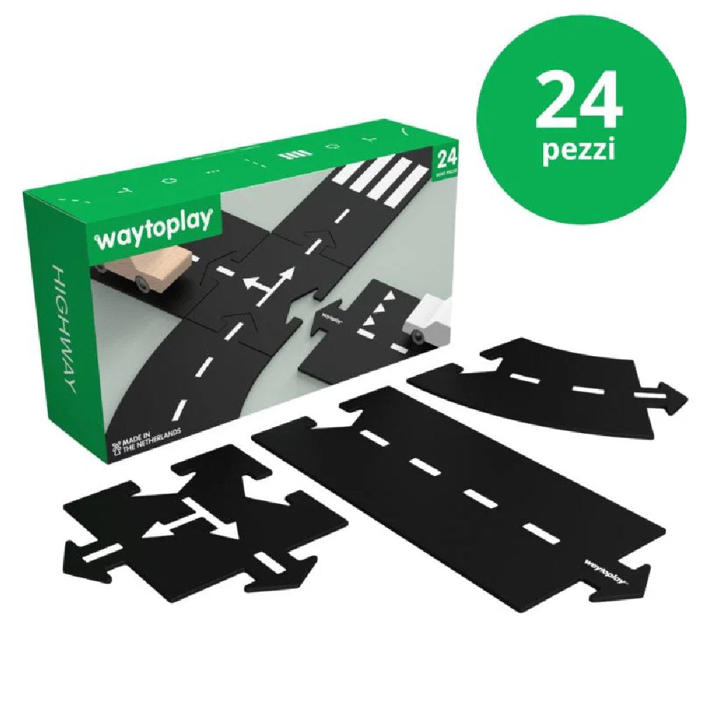 Pista Flessibile in Gomma Waytoplay Set 'Highway' (24 Pezzi - 376 cm)