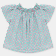 Blusa a Maniche Corte in 100% Cotone con Stampa Fantasia (Made in Spain)