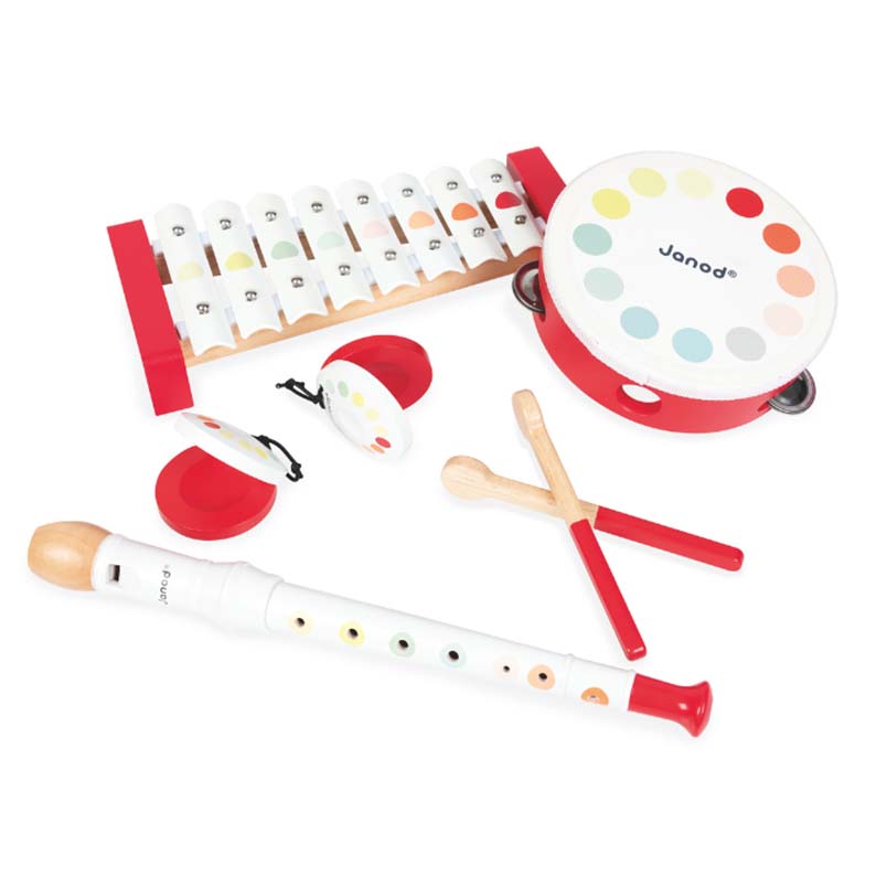 Set Strumenti Musicali in Legno 'Confetti' (4 Pezzi dai 18 Mesi)