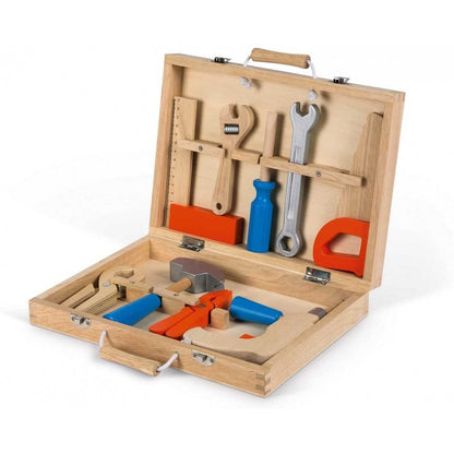 Cassetta degli Attrezzi in Legno per Bambini (9 Accessori) - Brico Kids