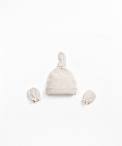 Completo neonato guanti + berretto - 90% Cotone rigenerato