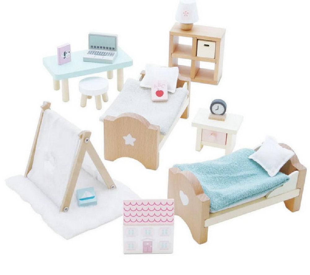 Set Arredo Cameretta dei Bambini in Legno per Casa delle Bambole