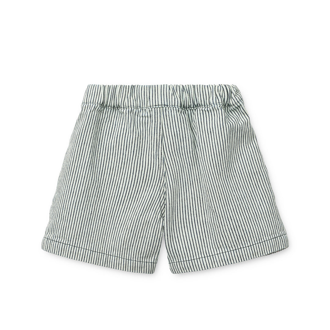 Shorts in Denim a Righe in Morbido Cotone con Vita Regolabile - Borrisa