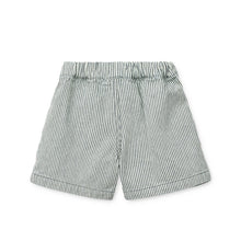 Shorts in Denim a Righe in Morbido Cotone con Vita Regolabile - Borrisa