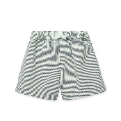 Shorts in Denim a Righe in Morbido Cotone con Vita Regolabile - Borrisa