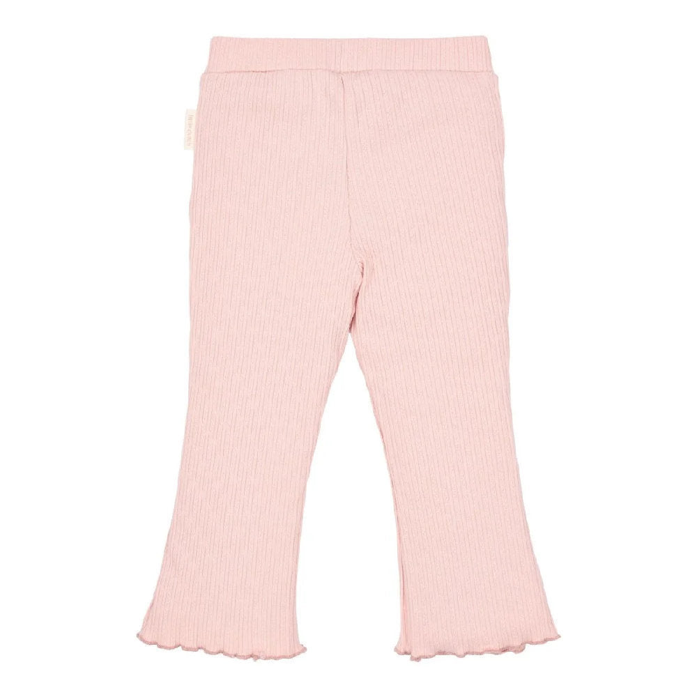 Pantaloni a Zampa Bambina in Cotone Biologico a Costine - Fairy Pink