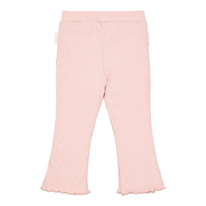 Pantaloni a Zampa Bambina in Cotone Biologico a Costine - Fairy Pink