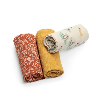 Set 3 pezzi di mussola 70x70 cm - Cotone Bio - Moulin Roty