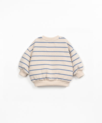 Felpa in cotone a righe - 89% Cotone rigenerato