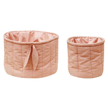 Set cestini trapuntati 100% cotone organico - bamboo collection - 2 pezzi - diamentro 20x30cm e 15x15cm